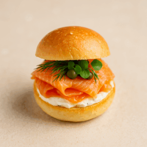 Mini Milk Bun Smoked Salmon Gravlax Slider